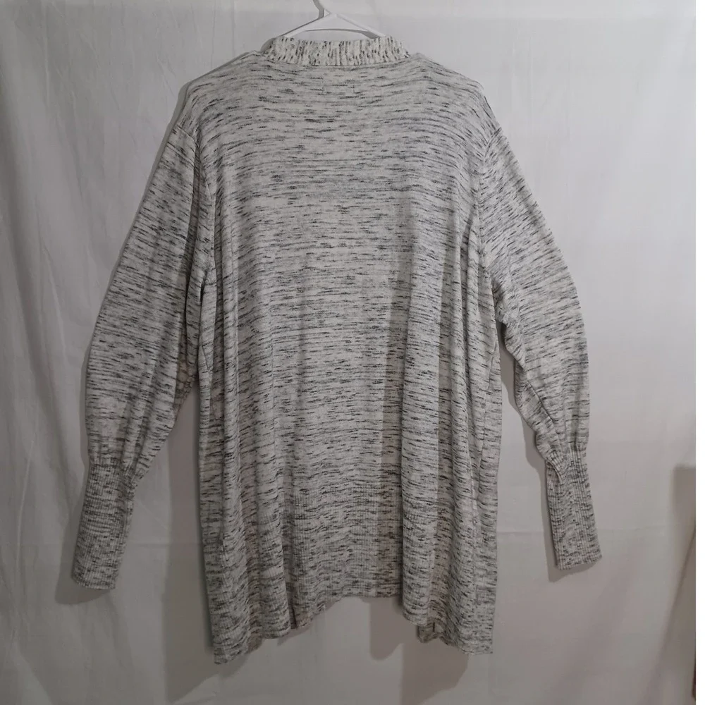 Women's‎ Basic Editions Black & White Open Cardigan with Front Pockets Size 2X